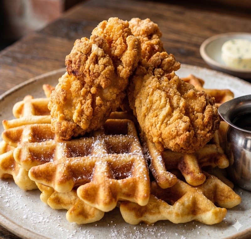 Fried chicken on waffles